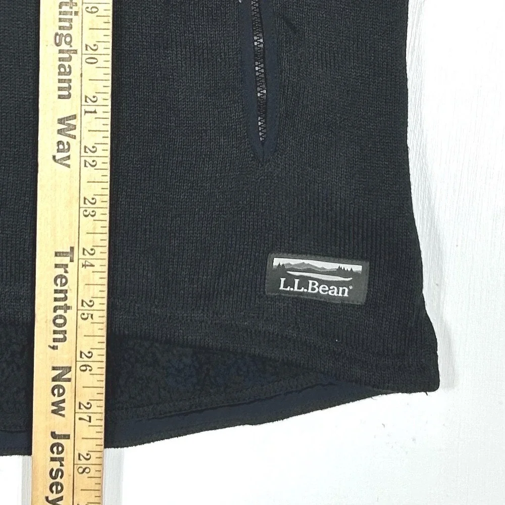 LL Bean Mens Sweater Fleece Quarter Zip Pullover Black Sherpa Lined Medium